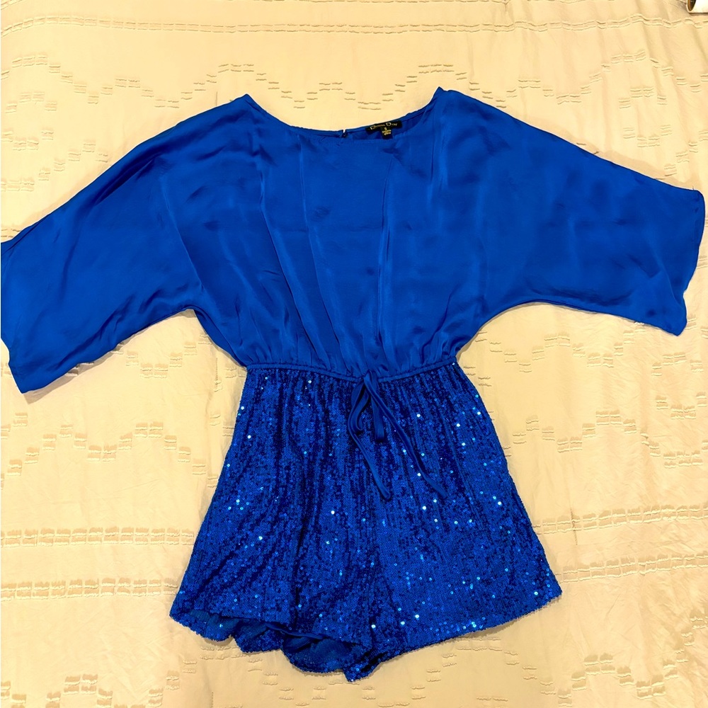 Women Romper- Glitter Royal Blue